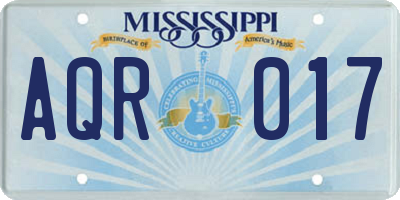 MS license plate AQR017