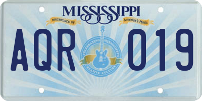 MS license plate AQR019