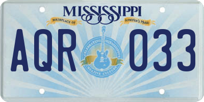 MS license plate AQR033