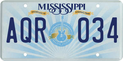 MS license plate AQR034