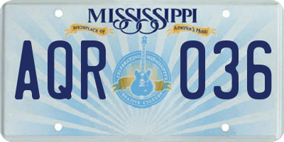 MS license plate AQR036