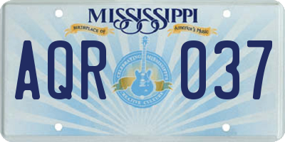MS license plate AQR037