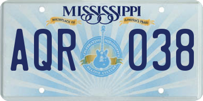 MS license plate AQR038