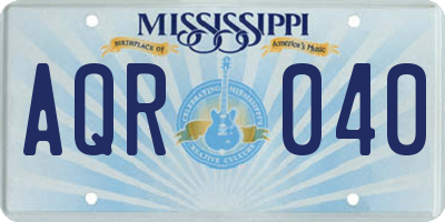 MS license plate AQR040