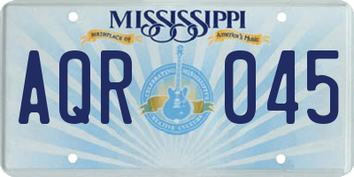 MS license plate AQR045