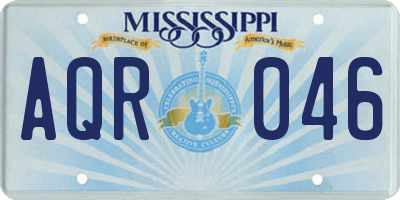 MS license plate AQR046