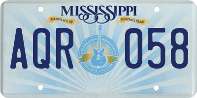 MS license plate AQR058