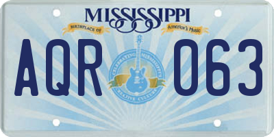 MS license plate AQR063