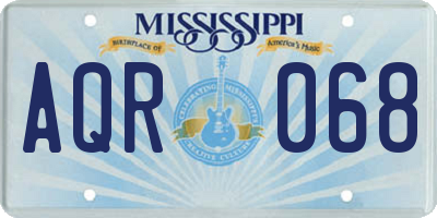 MS license plate AQR068