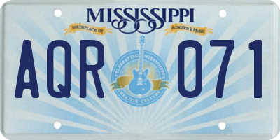 MS license plate AQR071