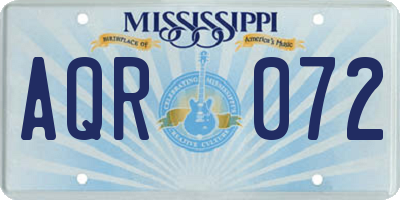 MS license plate AQR072