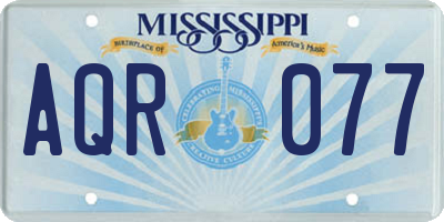 MS license plate AQR077
