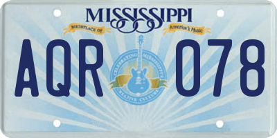 MS license plate AQR078