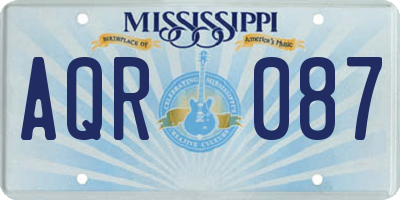MS license plate AQR087