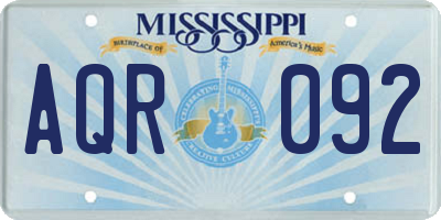 MS license plate AQR092