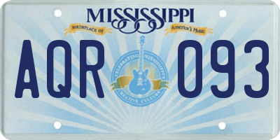 MS license plate AQR093