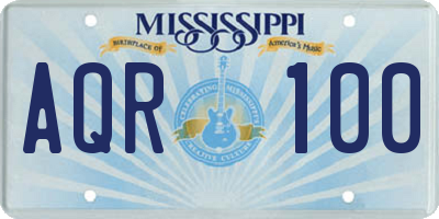 MS license plate AQR100