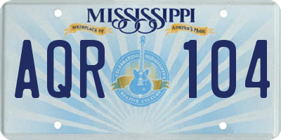 MS license plate AQR104