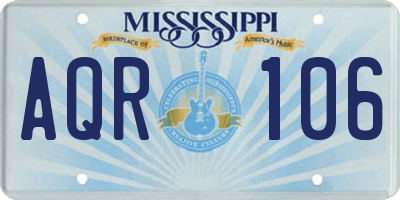 MS license plate AQR106