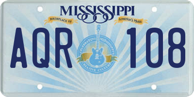 MS license plate AQR108