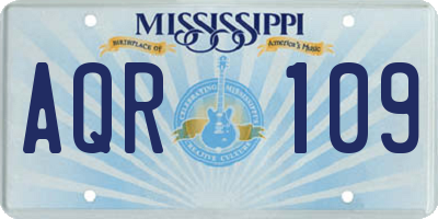 MS license plate AQR109