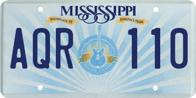 MS license plate AQR110