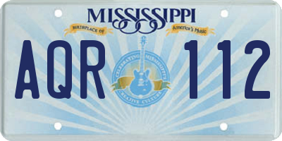 MS license plate AQR112