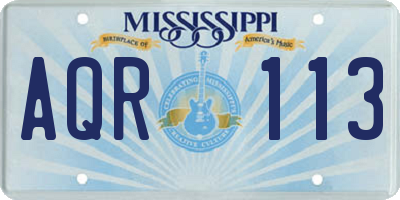 MS license plate AQR113