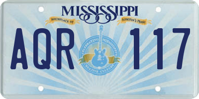 MS license plate AQR117