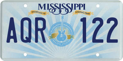 MS license plate AQR122