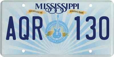 MS license plate AQR130