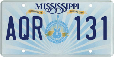 MS license plate AQR131