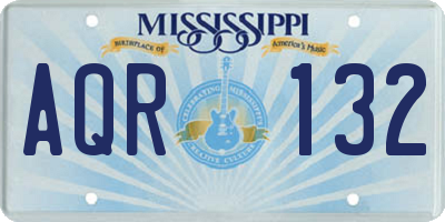 MS license plate AQR132