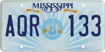 MS license plate AQR133