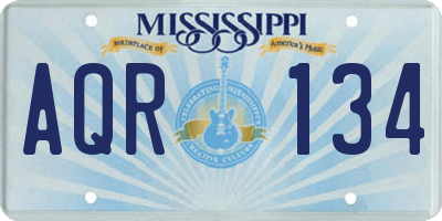 MS license plate AQR134