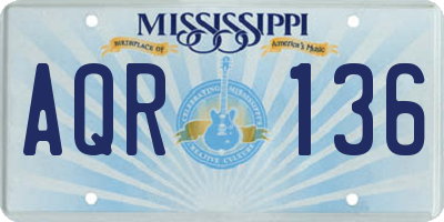 MS license plate AQR136