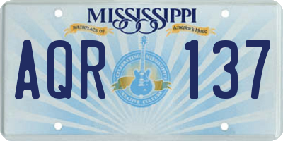 MS license plate AQR137