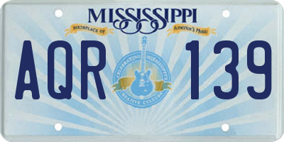 MS license plate AQR139