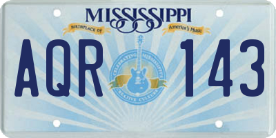 MS license plate AQR143