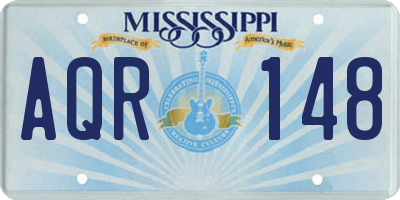 MS license plate AQR148