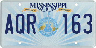 MS license plate AQR163
