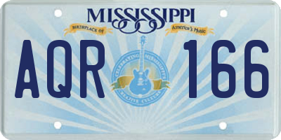 MS license plate AQR166