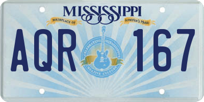 MS license plate AQR167