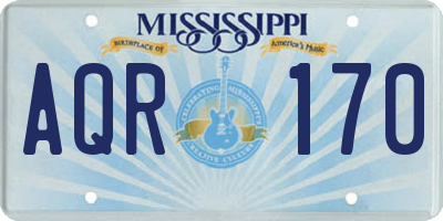 MS license plate AQR170