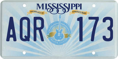 MS license plate AQR173