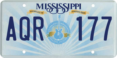 MS license plate AQR177