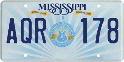MS license plate AQR178