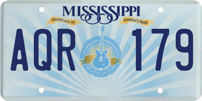 MS license plate AQR179