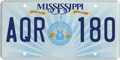 MS license plate AQR180