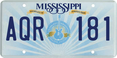 MS license plate AQR181